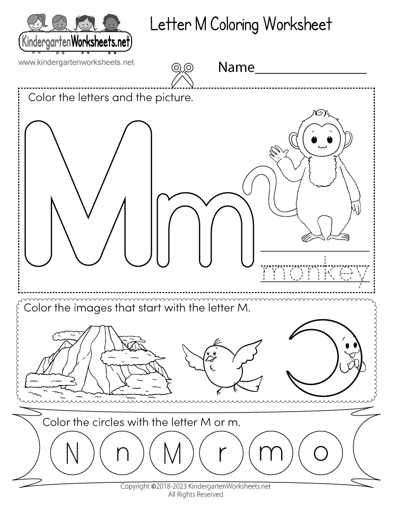 Free Printable Letter M Coloring Worksheet within Letter M Worksheets