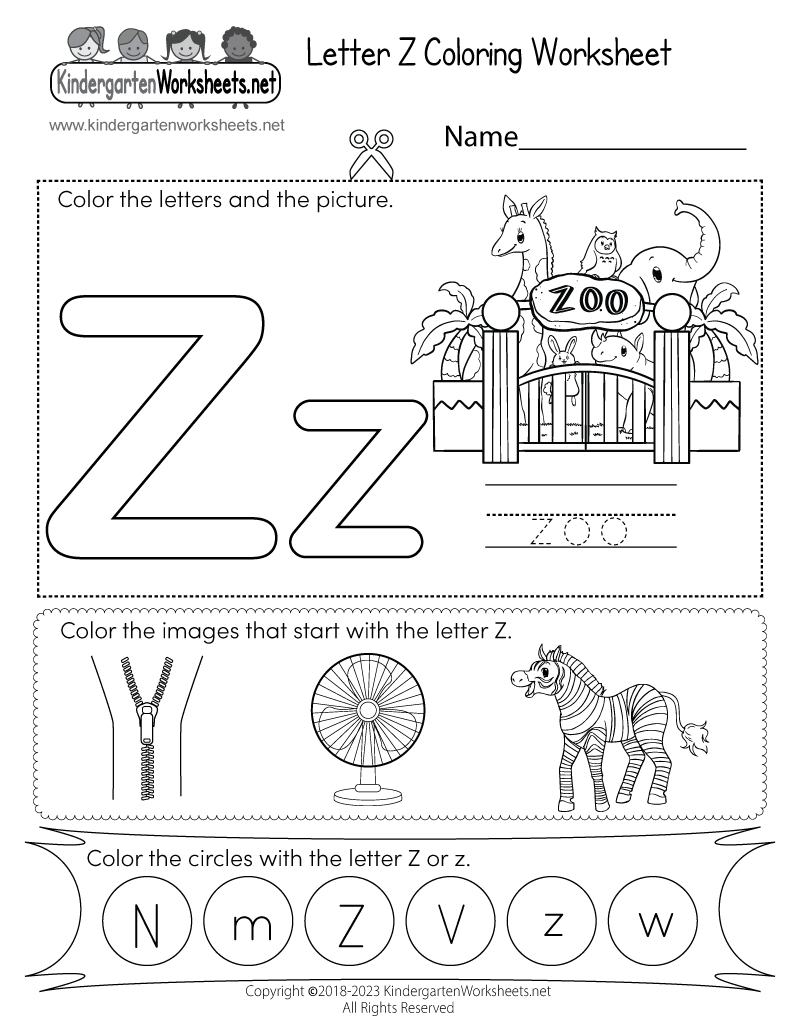 Free Printable Letter Z Coloring Worksheet inside Letter Z Worksheets