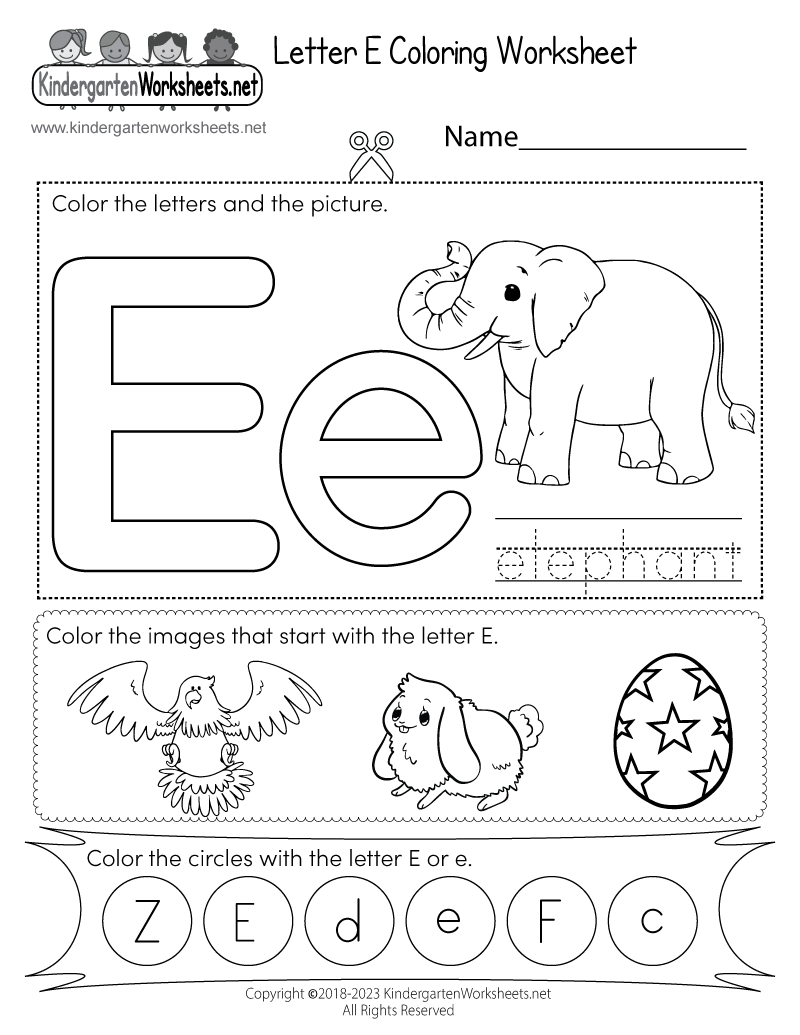 Letter E Coloring Worksheet - Free Printable, Digital, &amp; Pdf in Letter E Worksheets