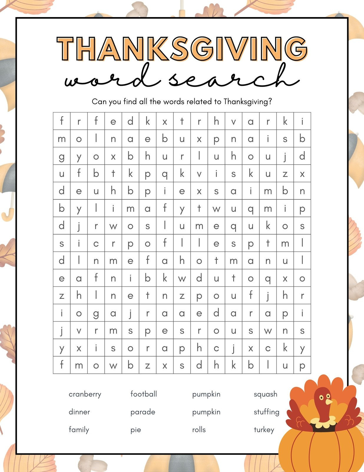 Customize 257+ Thanksgiving Worksheet Templates Online - Canva for Free Printable Thanksgiving Worksheets For Middle School