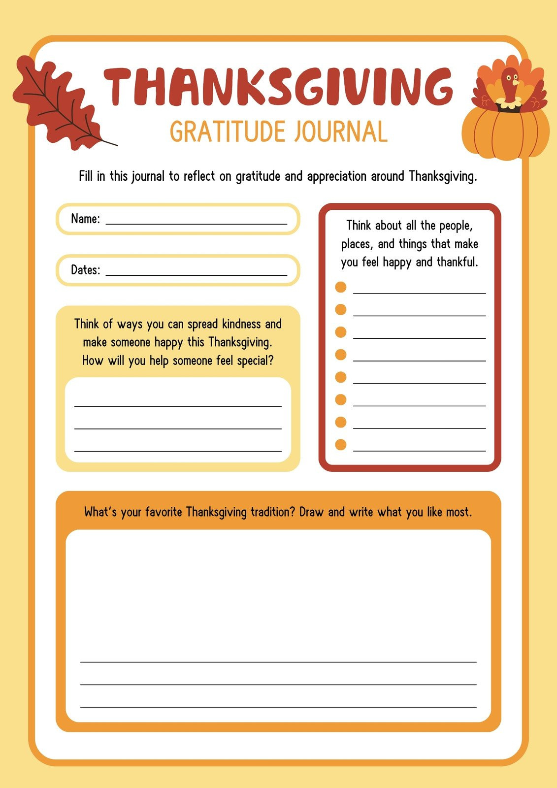 Customize 257+ Thanksgiving Worksheet Templates Online - Canva pertaining to Thanksgiving Favorites Worksheet