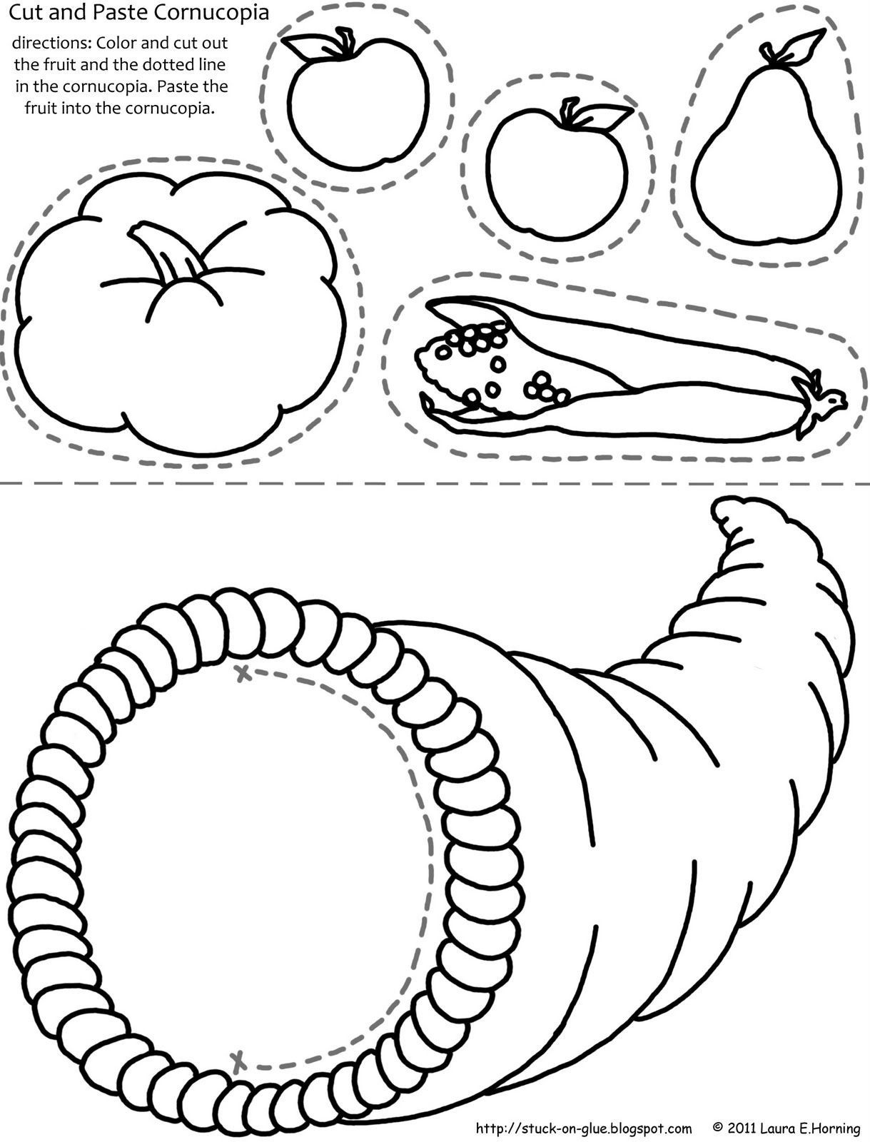 Cut And Paste: Cornucopia regarding Color Cut And Paste Thanksgiving Worksheets