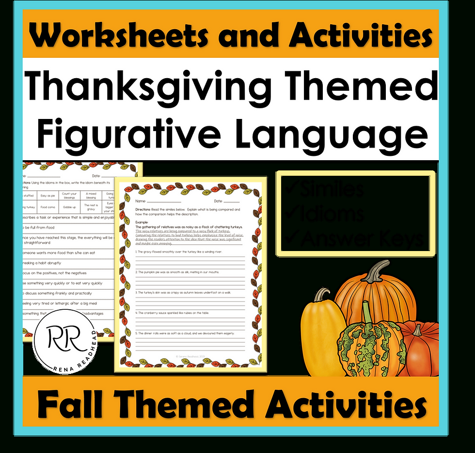 Feasting On Words: 7 Thanksgiving Figurative Language Activities inside Thanksgiving Figurative Language Worksheets