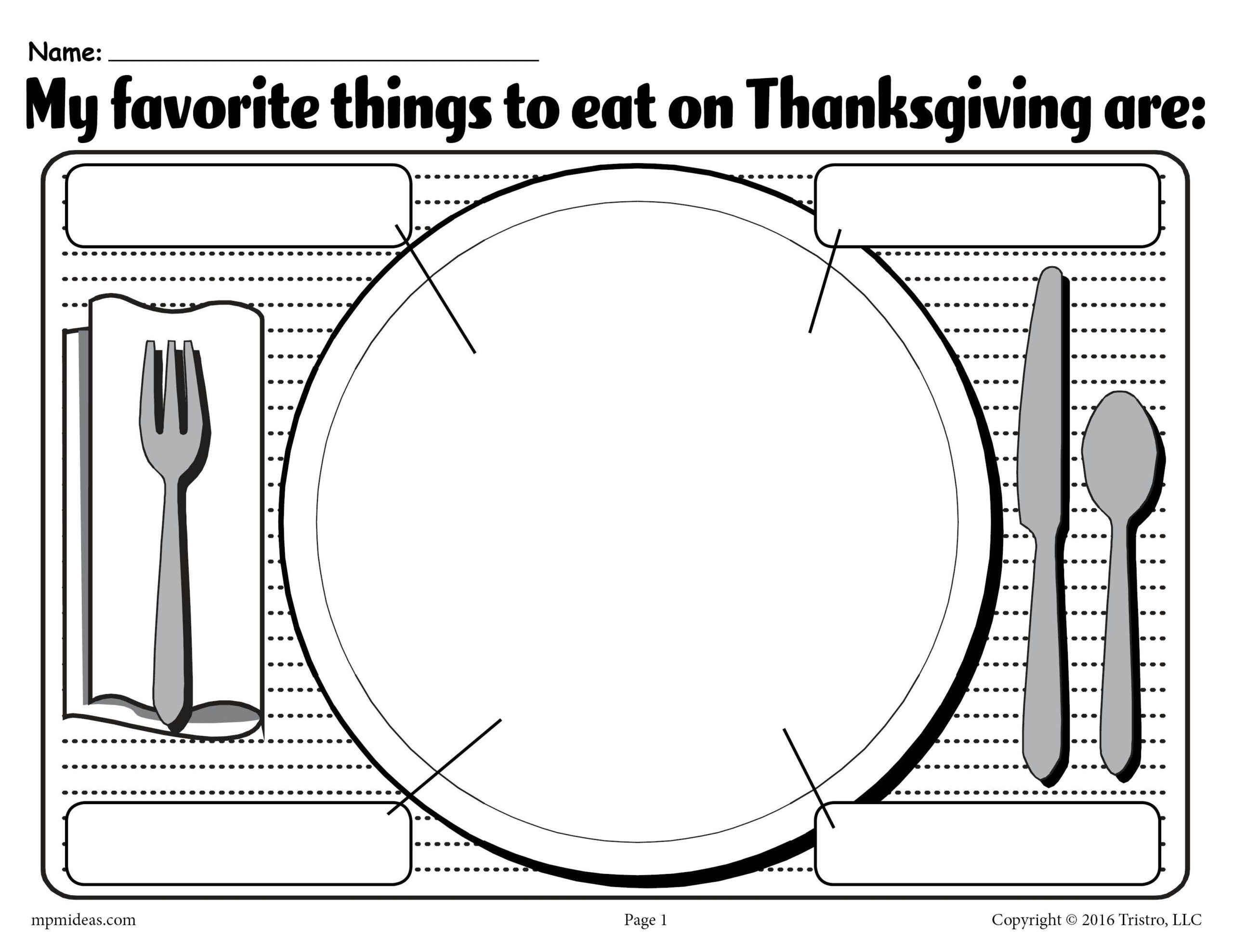 Free My Favorite Things To Eat On Thanksgiving Printable Worksheet regarding Thanksgiving Favorites Worksheet