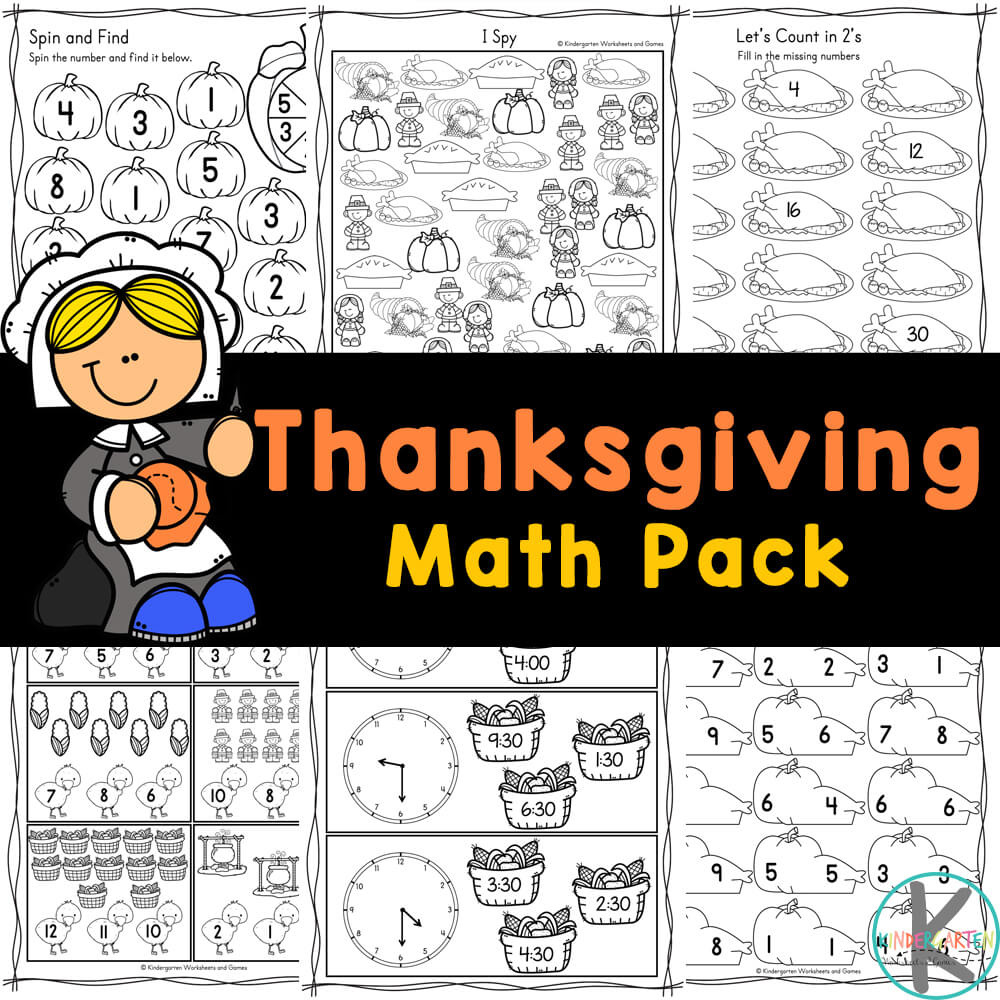 Free Printable Kindergarten Thanksgiving Math Worksheets in Preschool Thanksgiving Math Worksheets