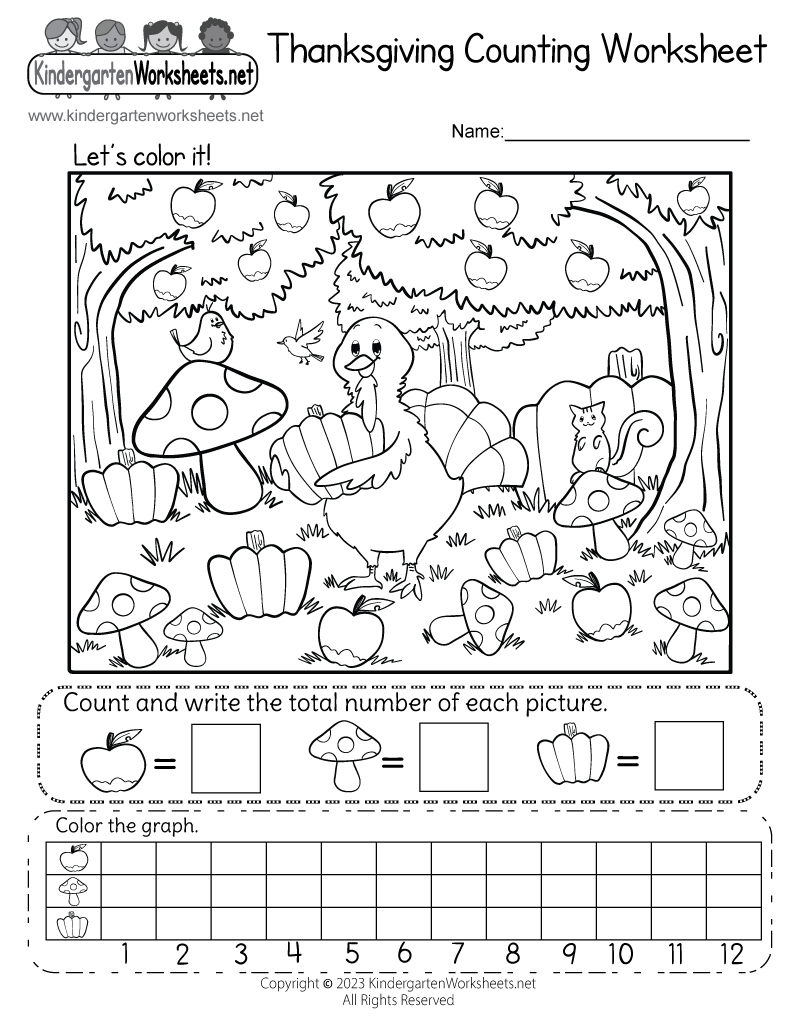 Free Printable Thanksgiving Counting Worksheet inside Thanksgiving Counting Worksheets