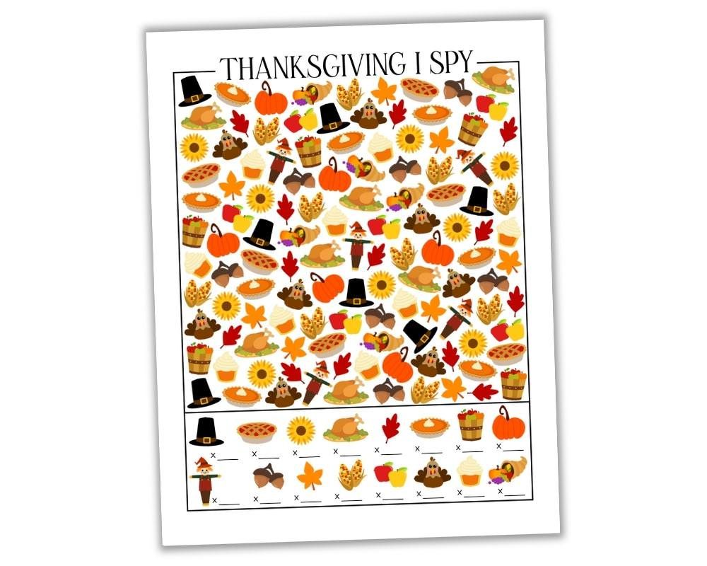 Free Printable Thanksgiving I Spy Sheet (+ Answer Key!) - The within Thanksgiving Challenge Worksheet Answer Key