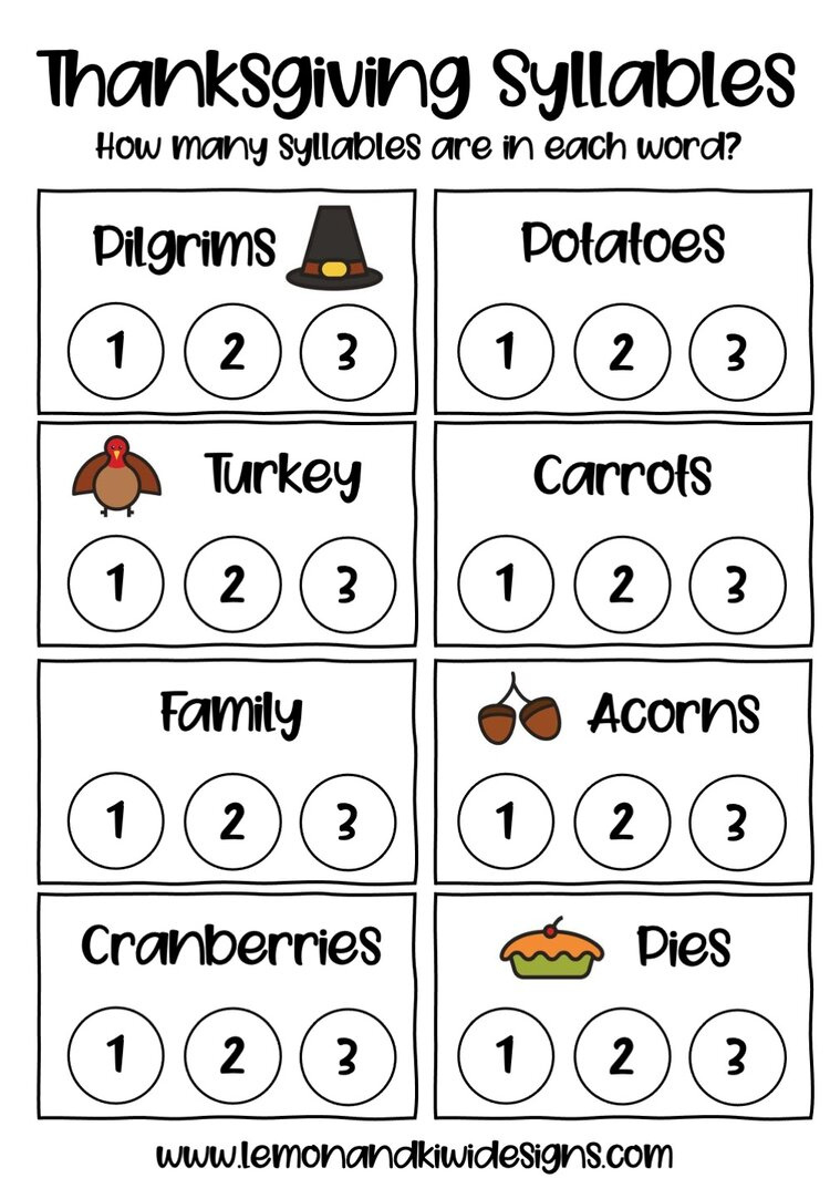 Free Thanksgiving Literacy Printables - Lemon And Kiwi Designs inside Thanksgiving Reading Worksheets Kindergarten