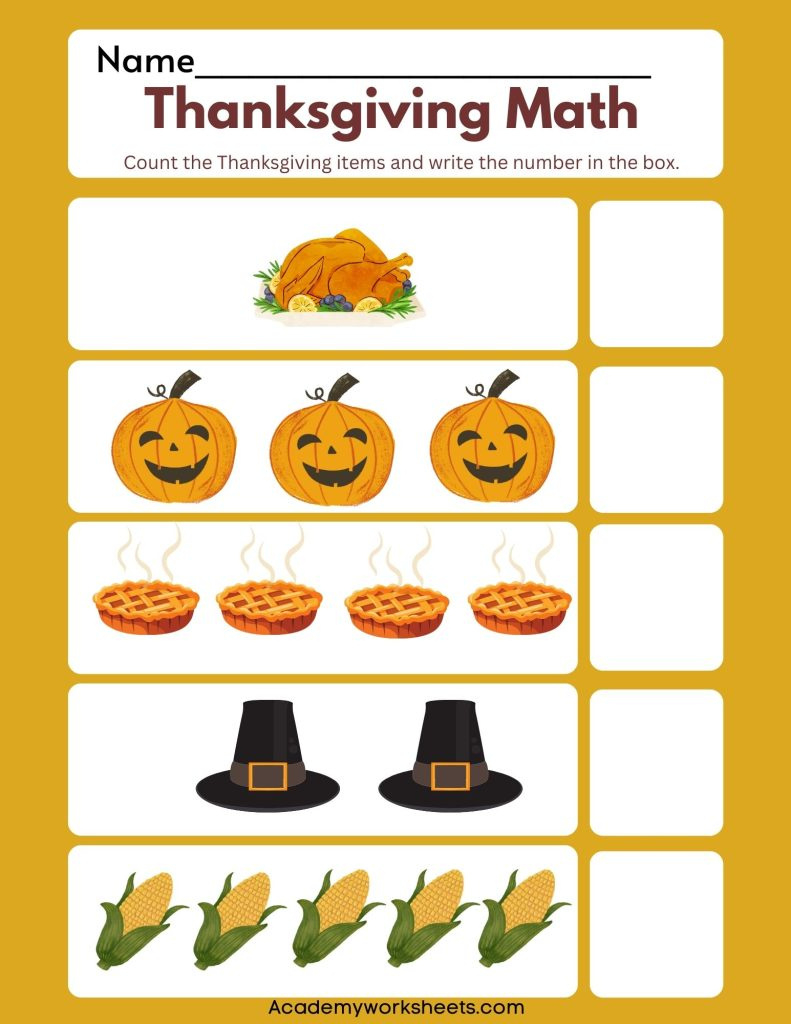 Free Thanksgiving Math Activities For Preschool Kids - Academy for Thanksgiving Kindergarten Math Worksheets Free