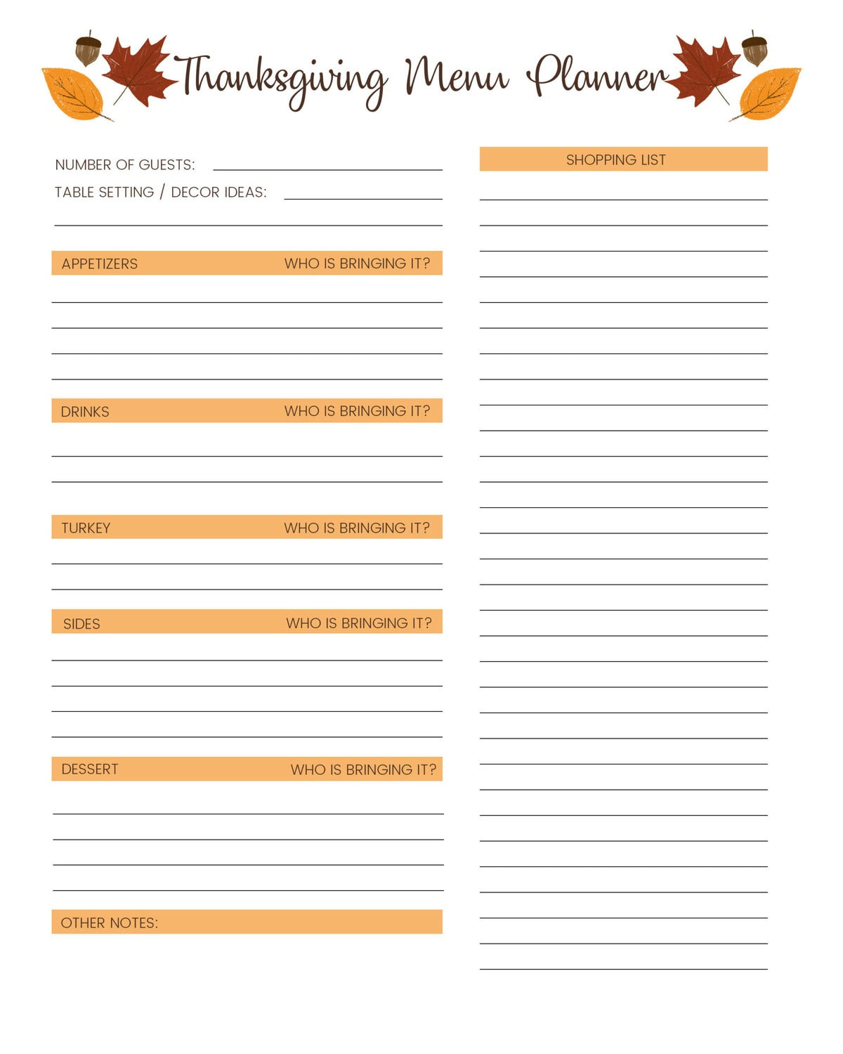 Free Thanksgiving Menu Template, Schedule + Tags | Lil&amp;#039; Luna intended for Planning A Thanksgiving Dinner Worksheet