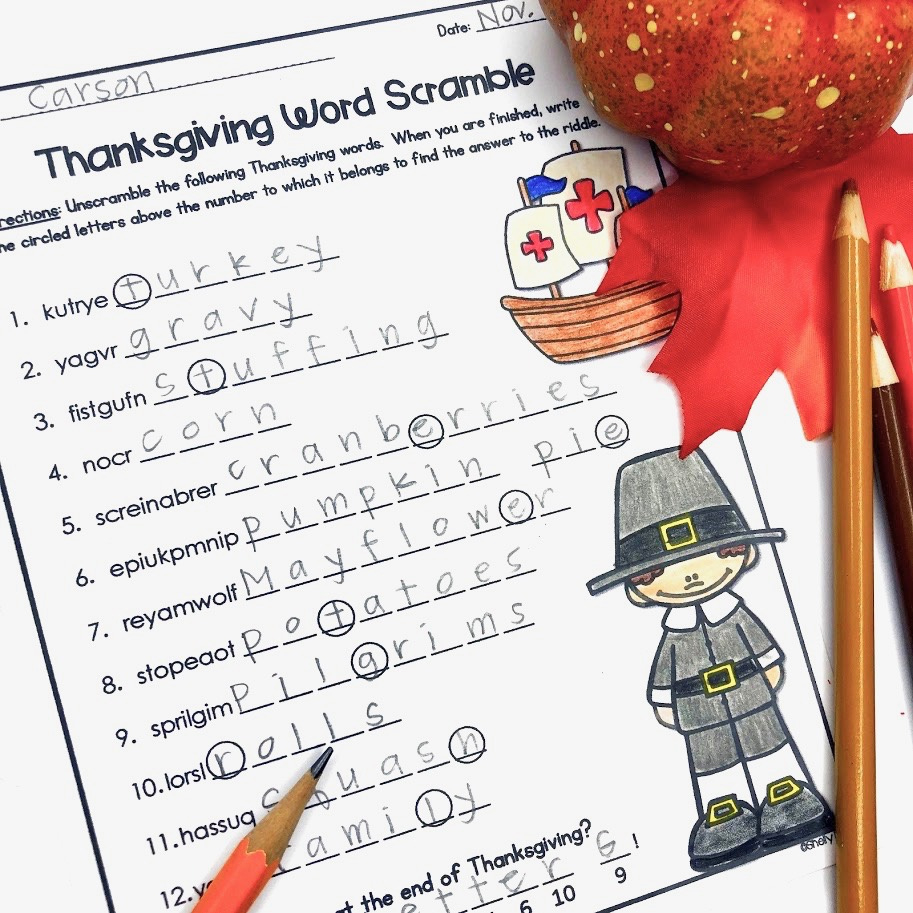 Fun Thanksgiving Printables For Math And Reading - Appletastic with Thanksgiving Challenge Worksheet Answer Key