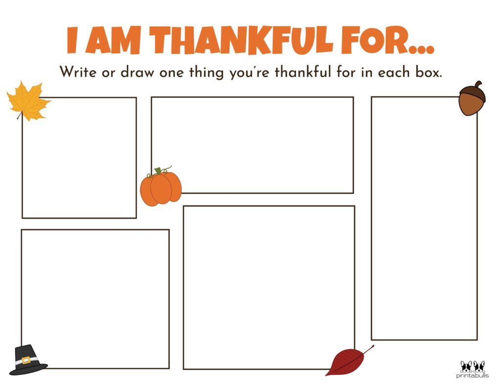 I Am Thankful For' Printables - 10 Unique Worksheets | Printabulls in I Am Thankful For Thanksgiving Worksheets