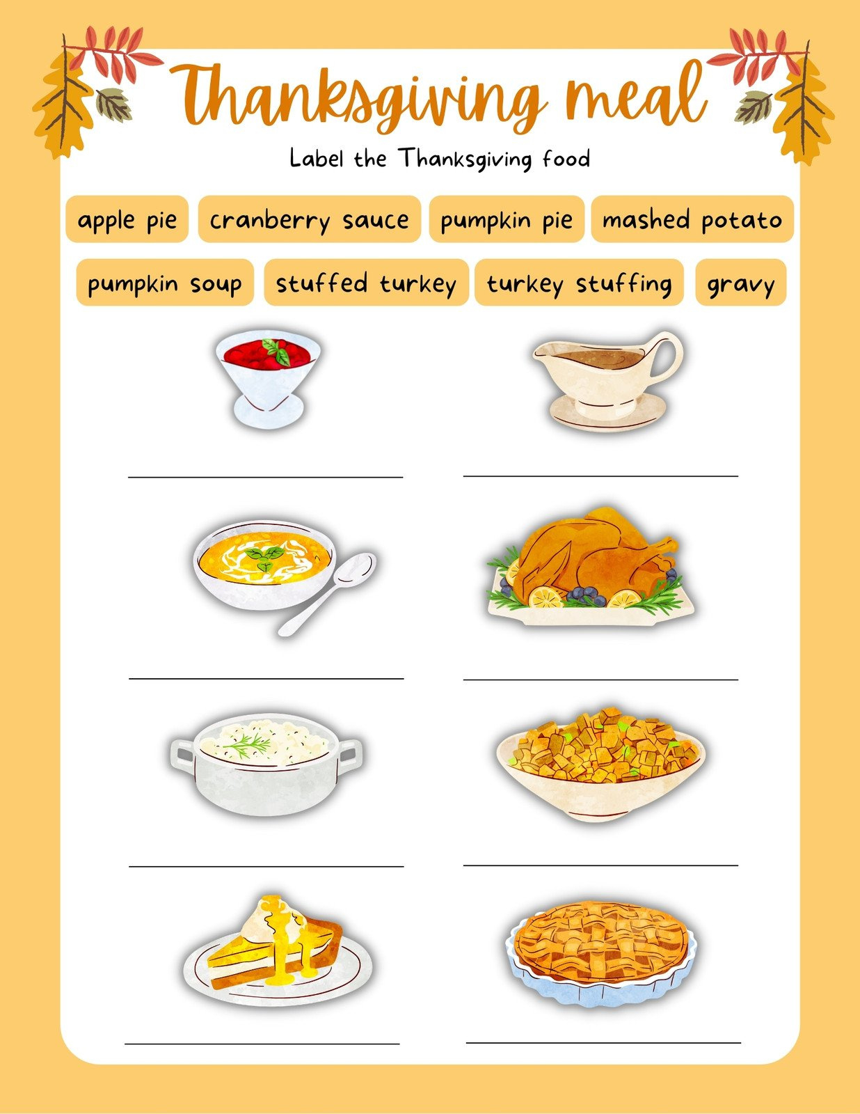 Page 2 - Customize 257+ Thanksgiving Worksheet Templates Online pertaining to Thanksgiving Meal Worksheet