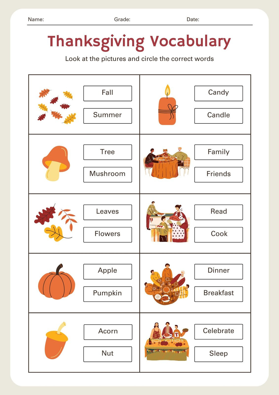 Page 4 - Customize 252+ Thanksgiving Worksheet Templates Online inside Thanksgiving Vocabulary Worksheet