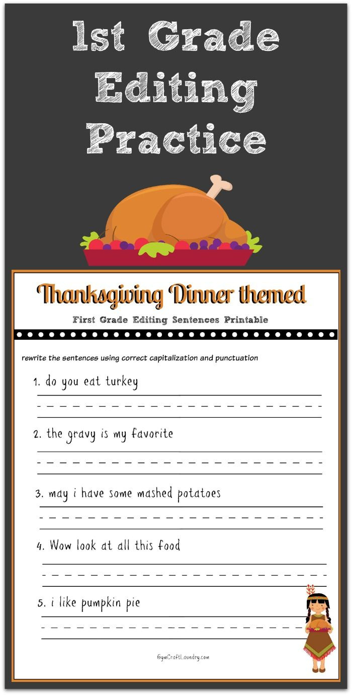 Thanksgiving 1St Grade Editing Printable intended for Pinterest Thanksgiving Worksheets