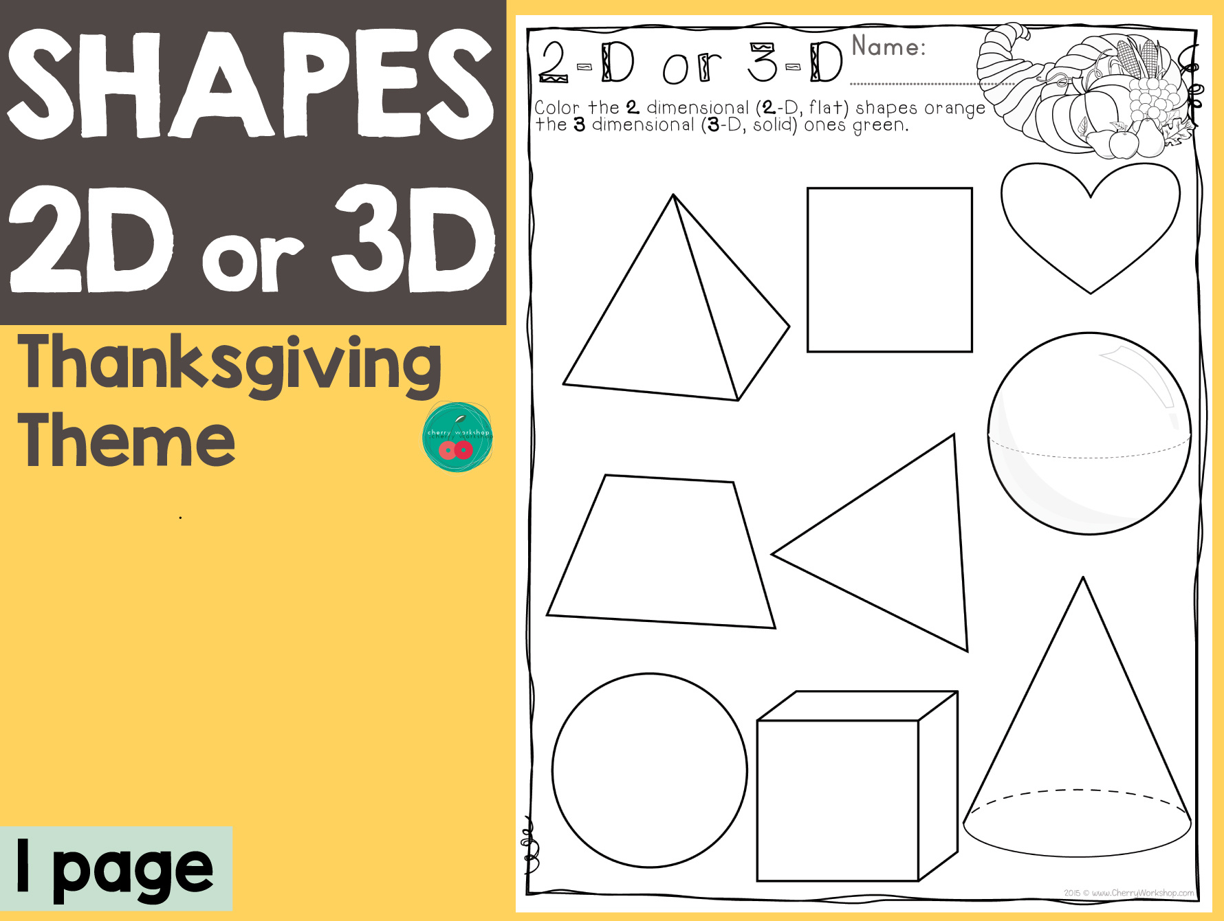 Thanksgiving 2D Or 3D Shapesteach Simple inside Thanksgiving Geometry Worksheet