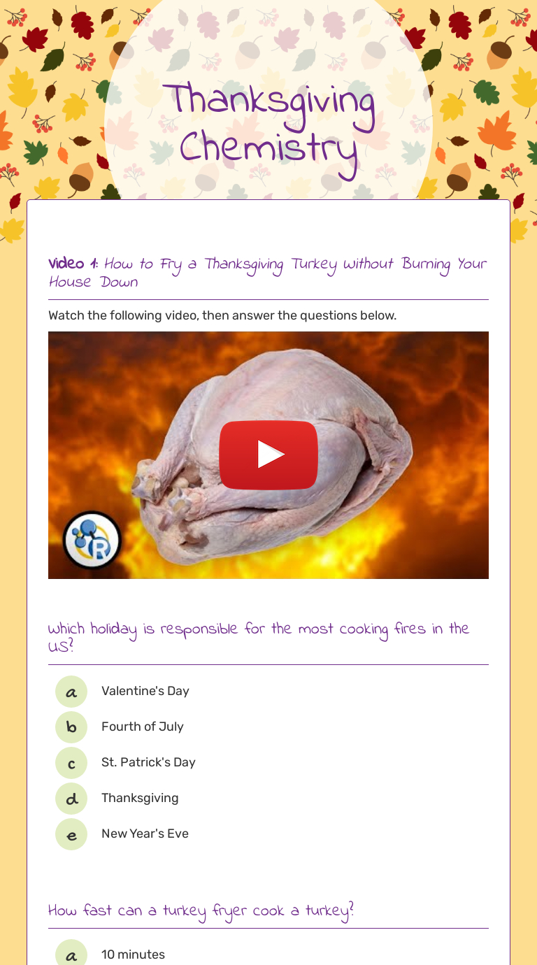 Thanksgiving Chemistry Worksheet for Thanksgiving Chemistry Worksheet