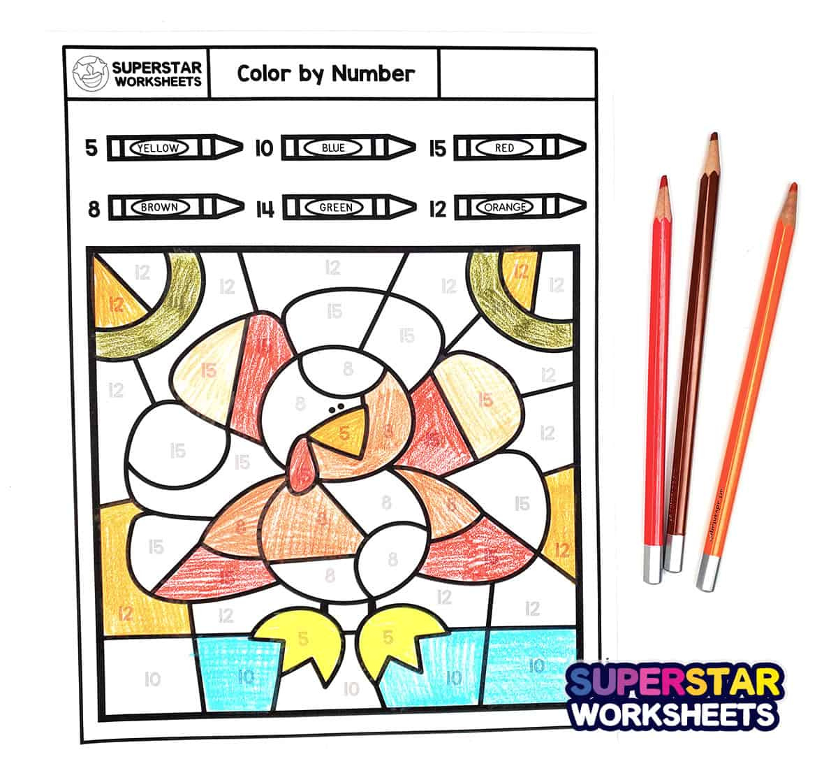 Thanksgiving Colornumber - Superstar Worksheets with regard to Thanksgiving Math Coloring Worksheets 5Th Grade