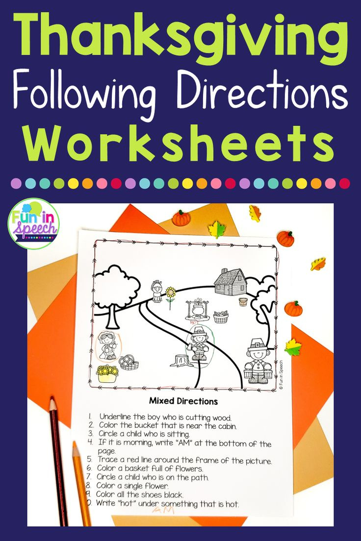 Thanksgiving Following Direction Worksheets | Speech Therapy intended for Thanksgiving Following Directions Worksheet