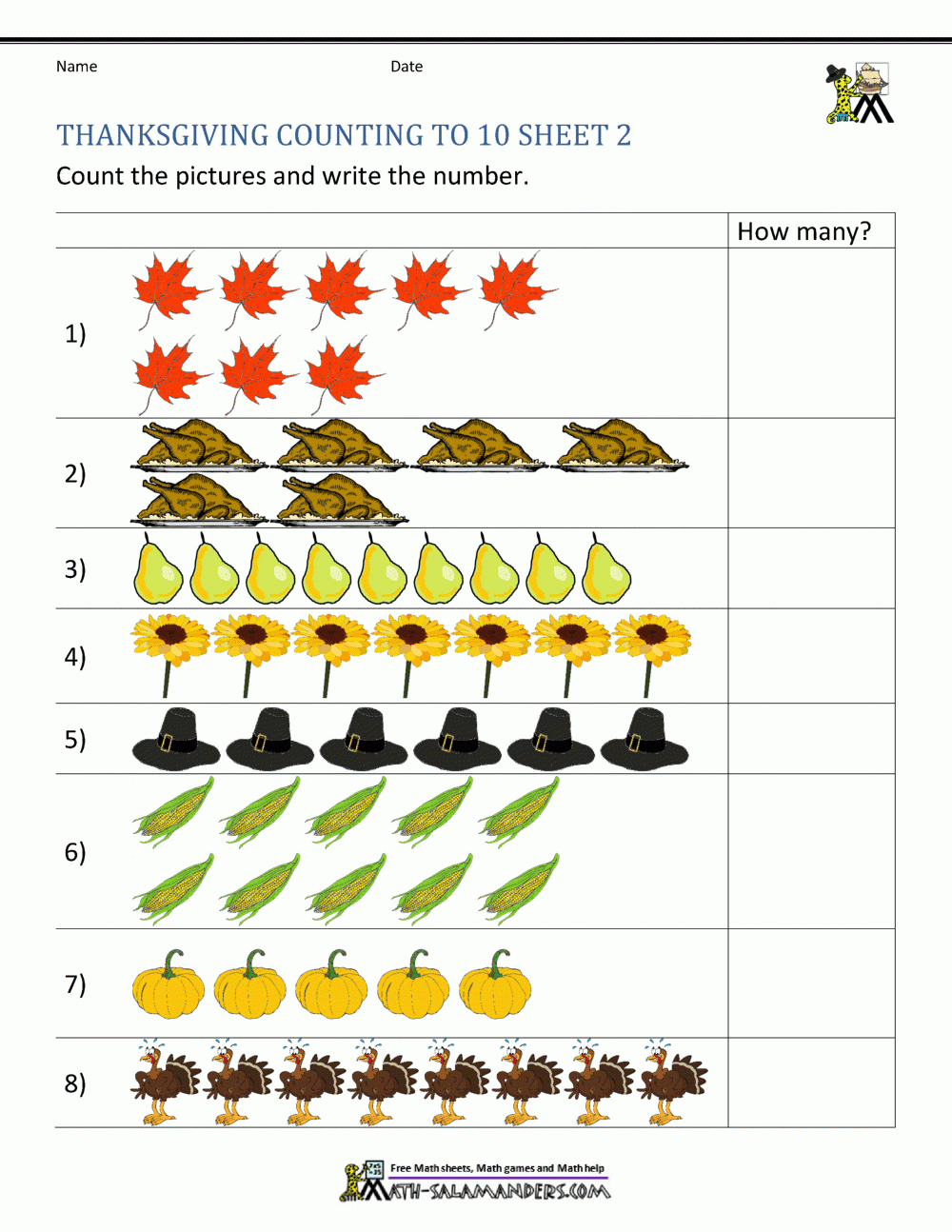 Thanksgiving Math Activities For Kindergarten inside 7-2 Thanksgiving Worksheet Answers