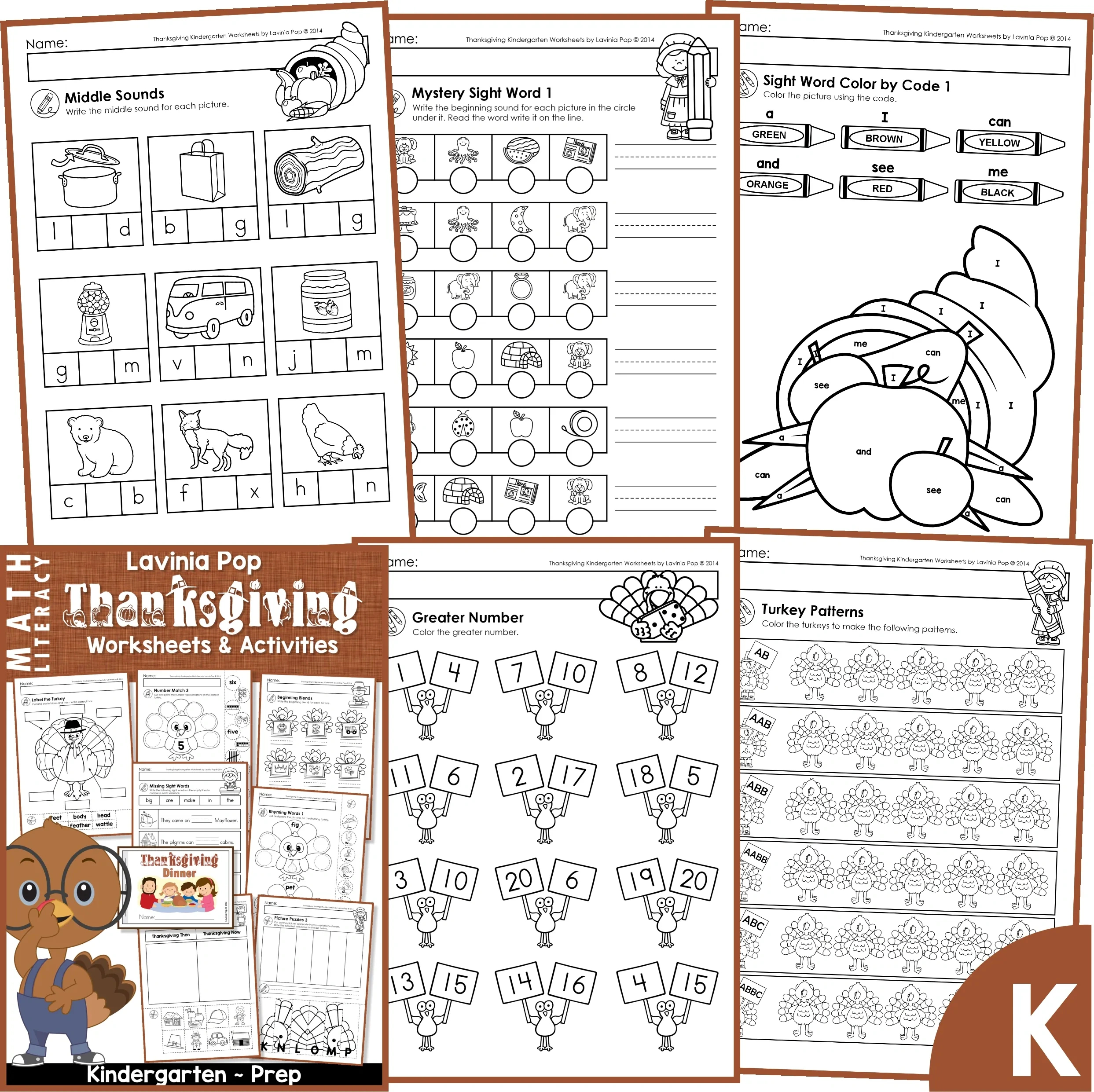 Thanksgiving No Prep Math &amp;amp; Literacy Worksheets For Kindergarten throughout Thanksgiving Day Worksheets For Kindergarten