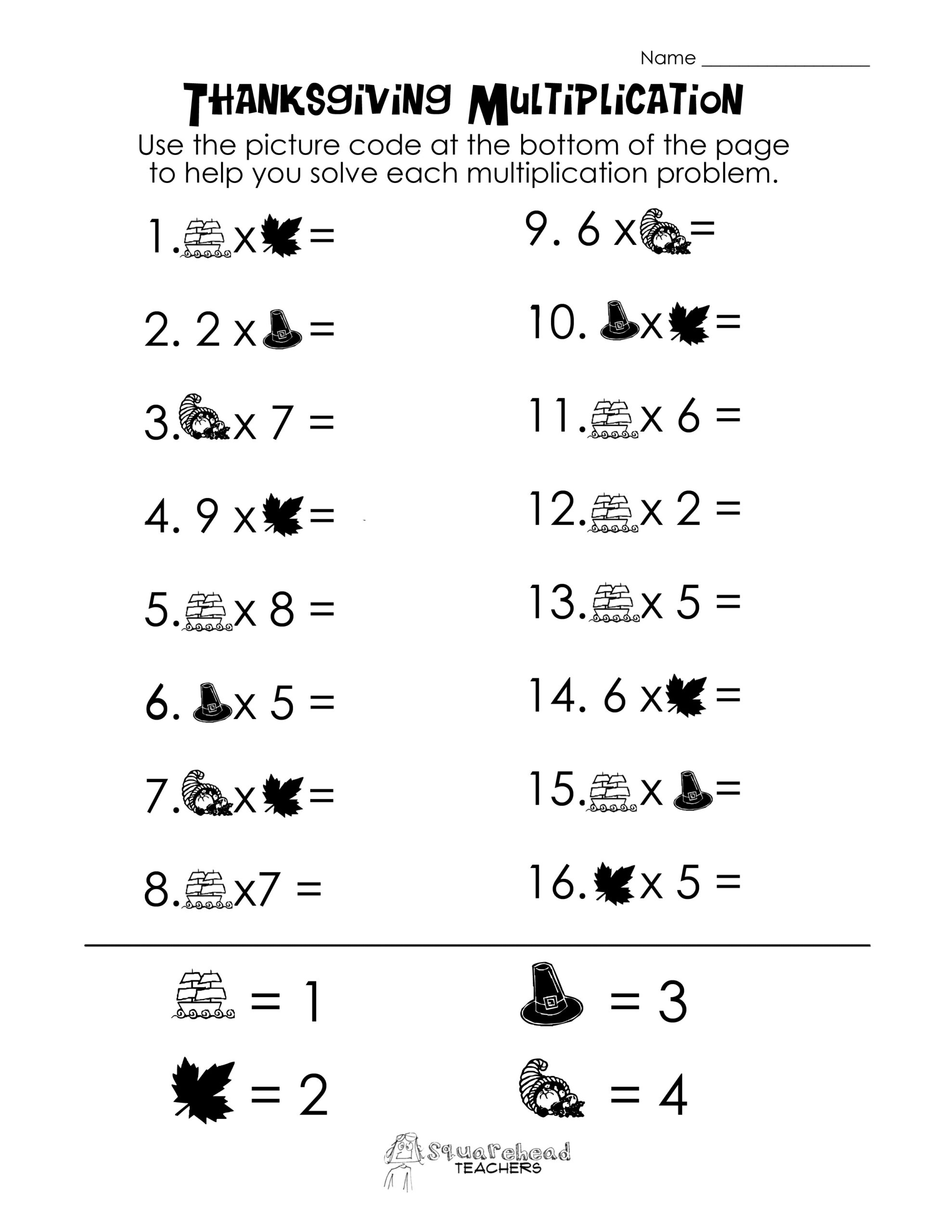 Thanksgiving Picture Math Worksheet | Squarehead Teachers regarding Thanksgiving Math Worksheets 6th Grade