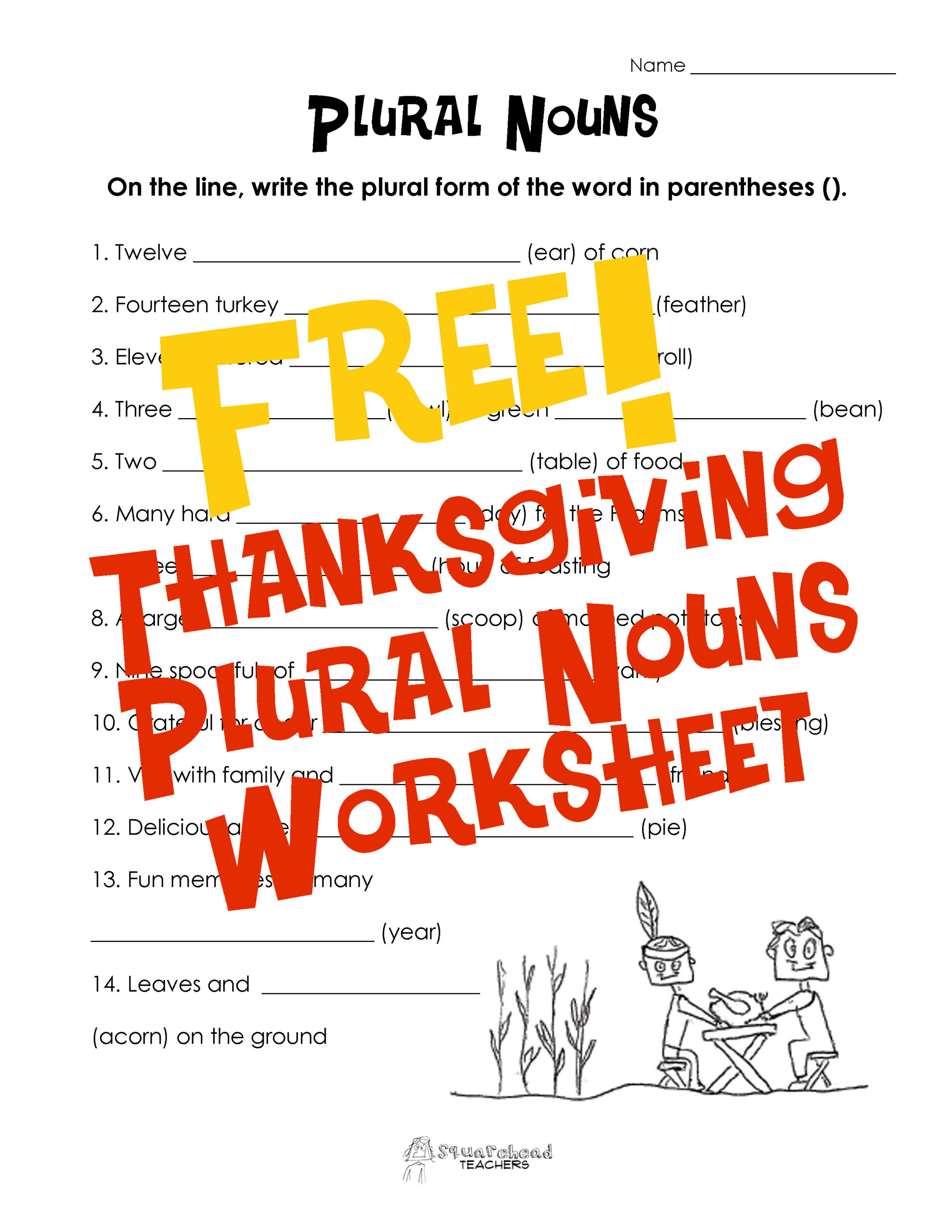 Thanksgiving Plural Nouns Worksheet Updated | Squarehead Teachers intended for Thanksgiving Nouns Worksheets