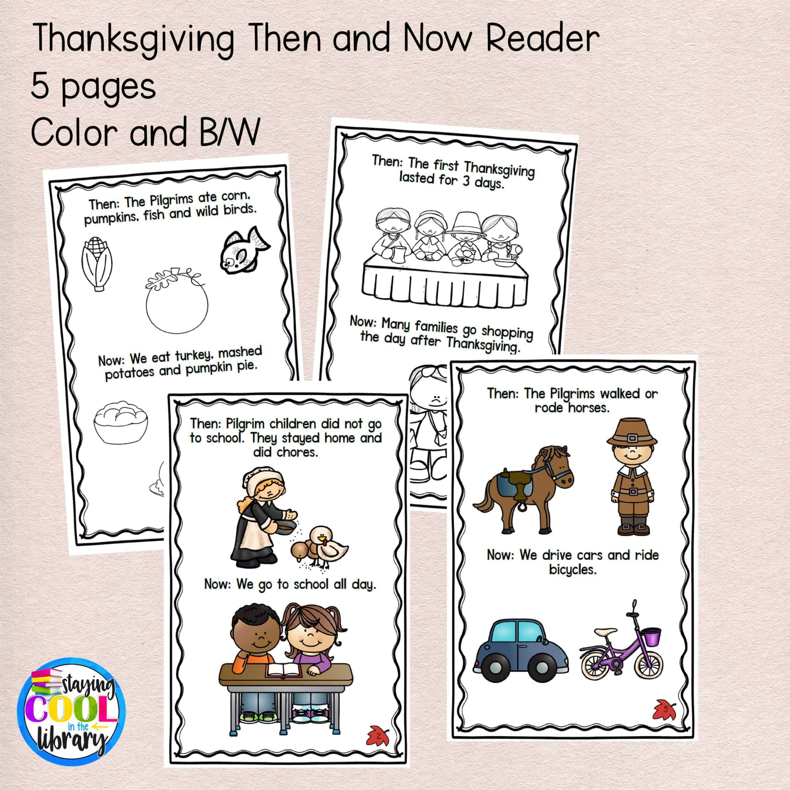 Thanksgiving Print And Digital Mini Books - Staying Cool In The intended for Thanksgiving Then And Now Worksheet