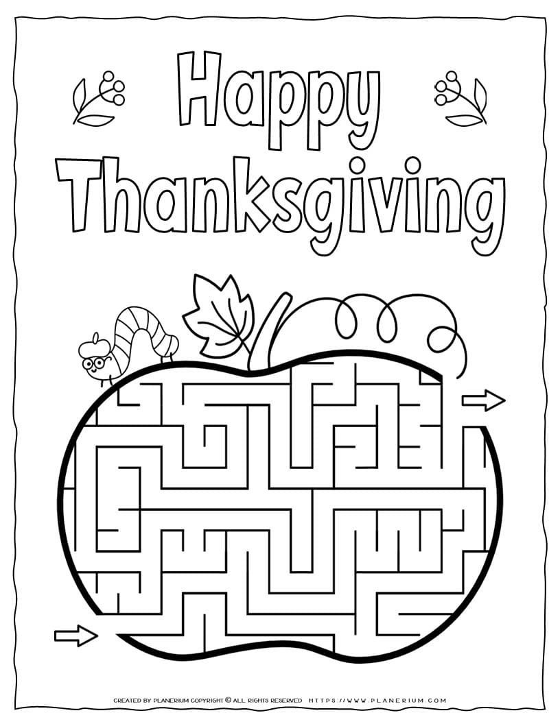 Thanksgiving Worksheet - Pumpkin Maze | Planerium intended for Thanksgiving Maze Worksheets