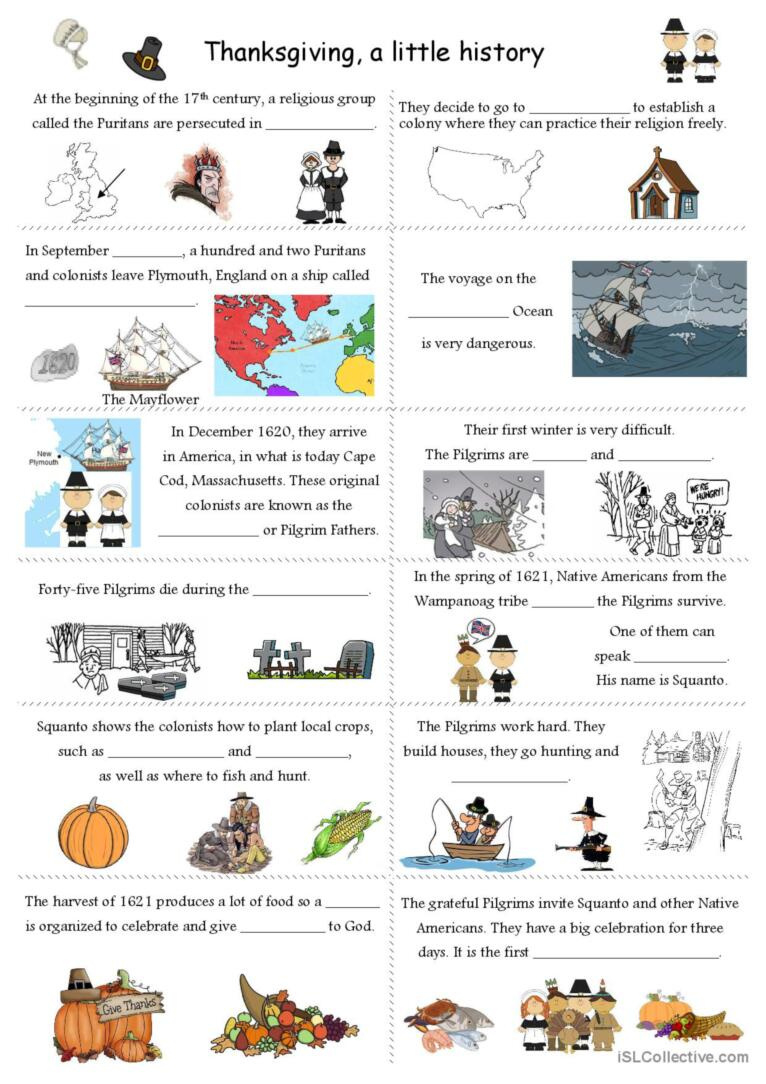 The Origins Of Thanksgiving: English Esl Worksheets Pdf &amp; Doc for The History Of Thanksgiving Worksheet