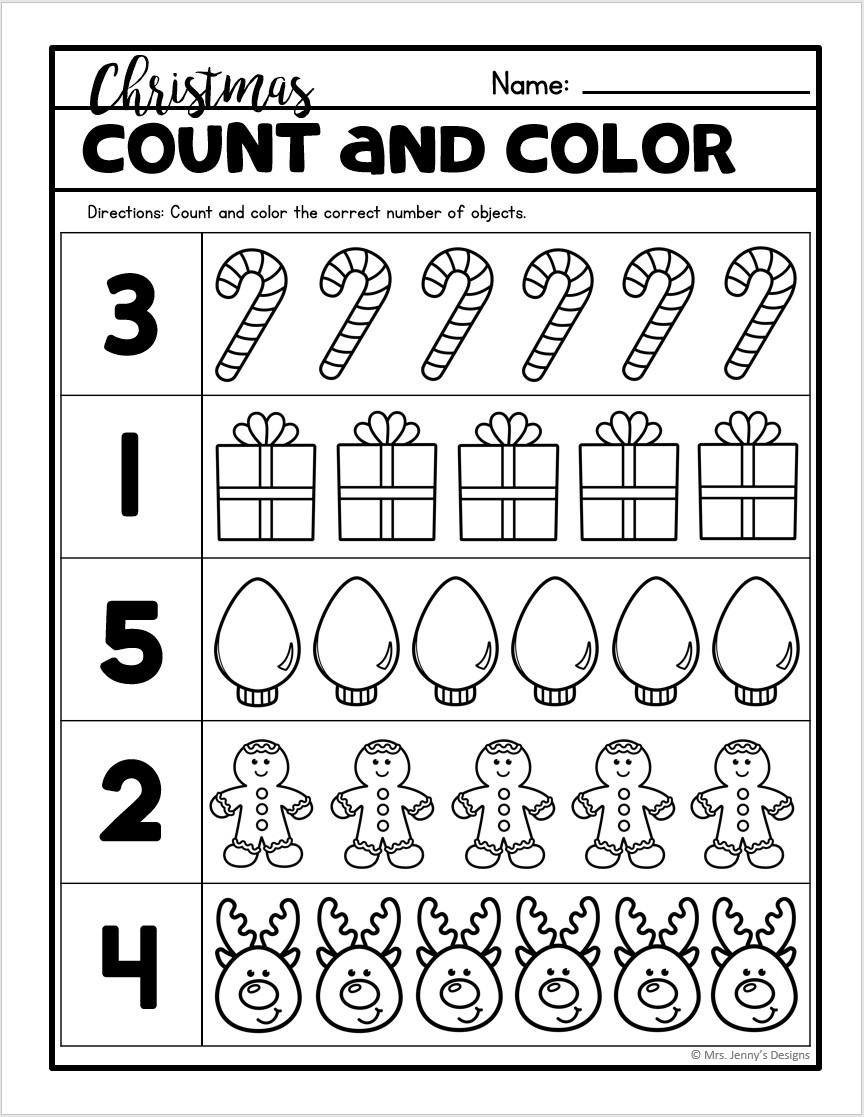 25 Christmas No Prep Worksheets &amp;amp; Activities For Preschool And regarding Christmas Counting Worksheet