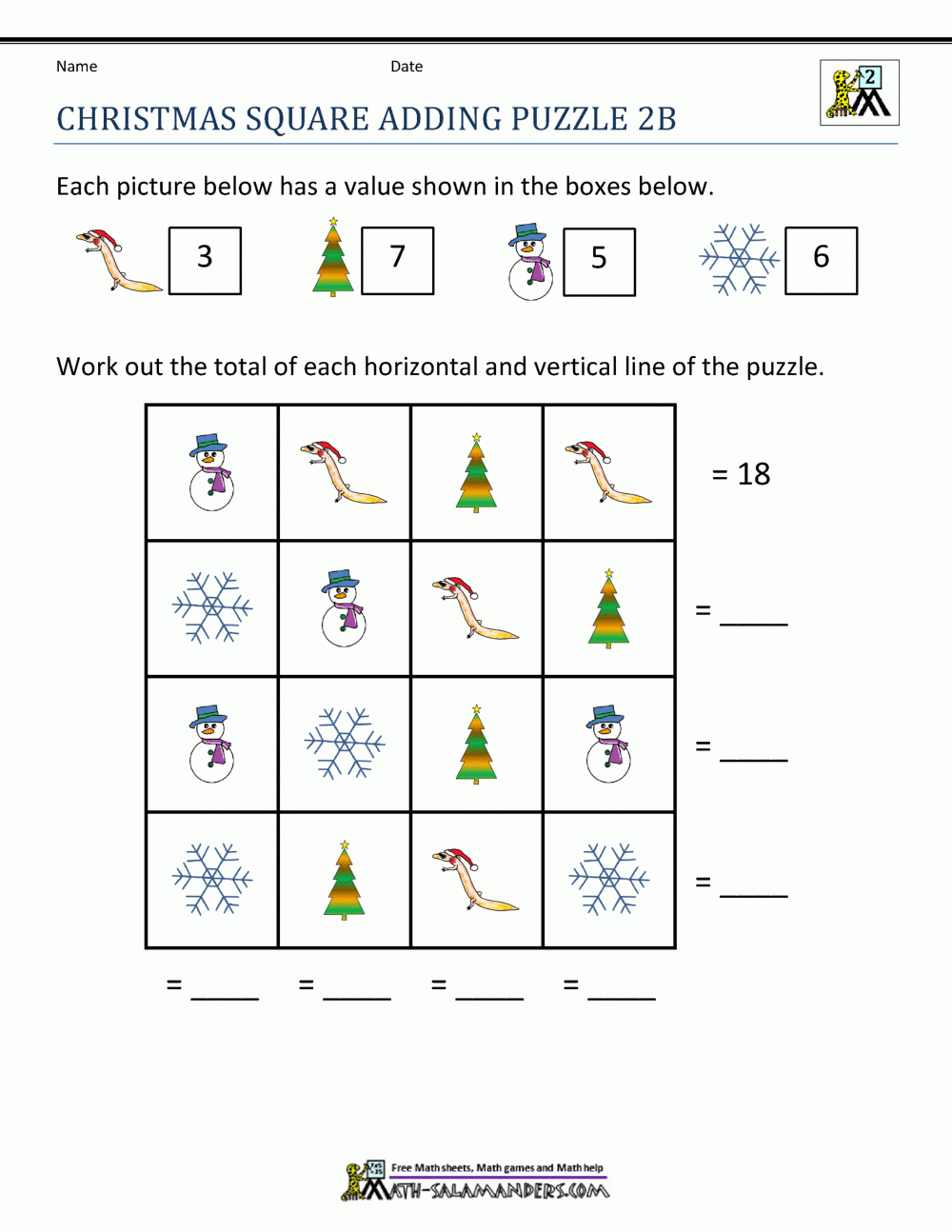 2Nd Grade Christmas Math Worksheets in Math Worksheets Christmas