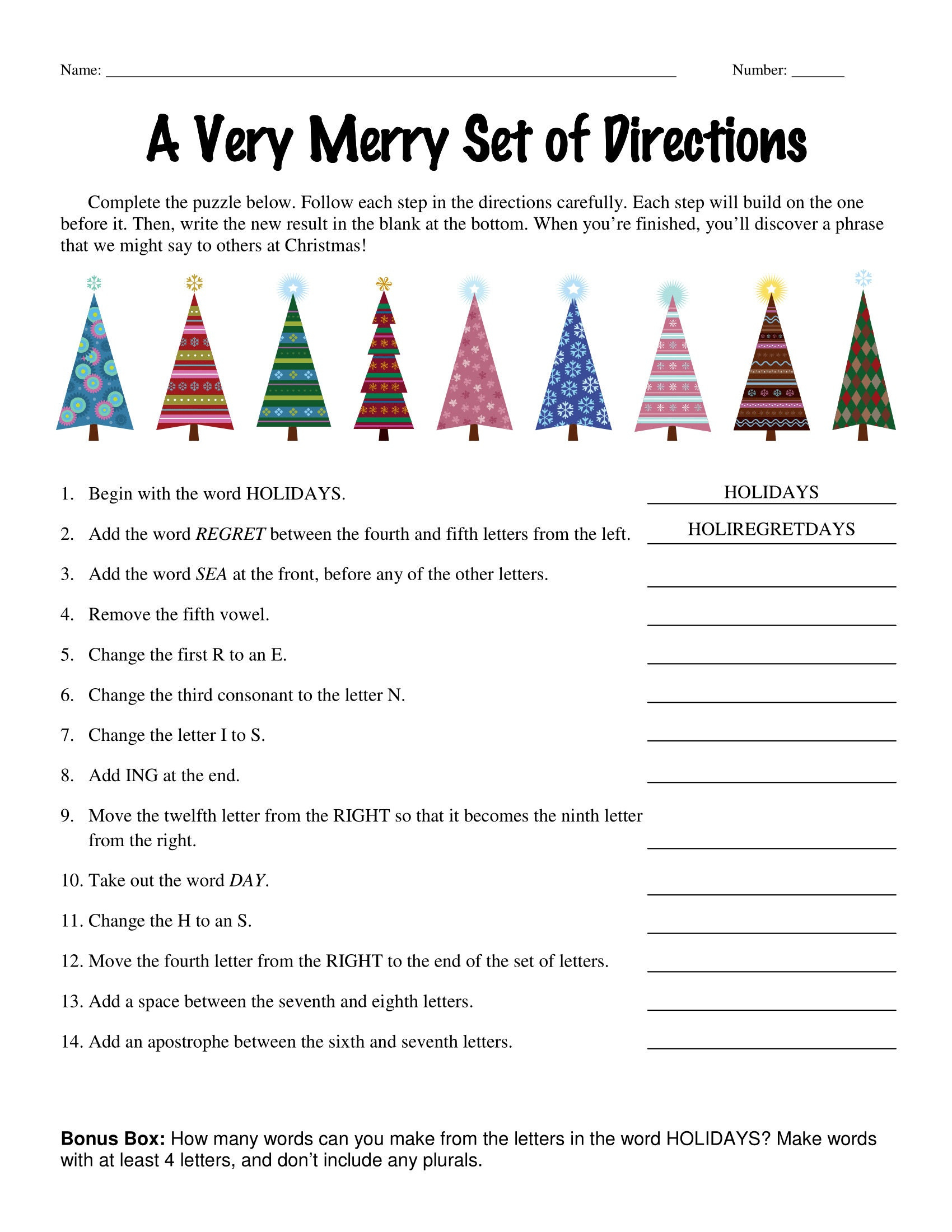 6Th Grade, 7Th Grade, 8Th Grade Christmas Riddle Worksheets intended for Christmas Following Directions Worksheet