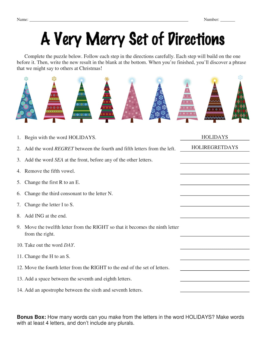 6Th Grade, 7Th Grade, 8Th Grade Christmas Riddle Worksheets throughout Christmas Following Directions Worksheet Free