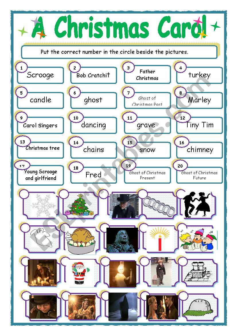 A Christmas Carol´charles Dickens Match-Up Activity. - Esl with Christmas Carol Worksheet