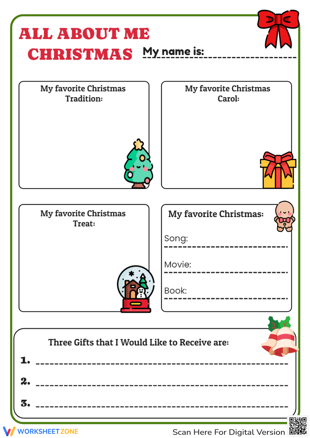 All About Me Christmas Worksheets in All About Me Christmas Worksheet