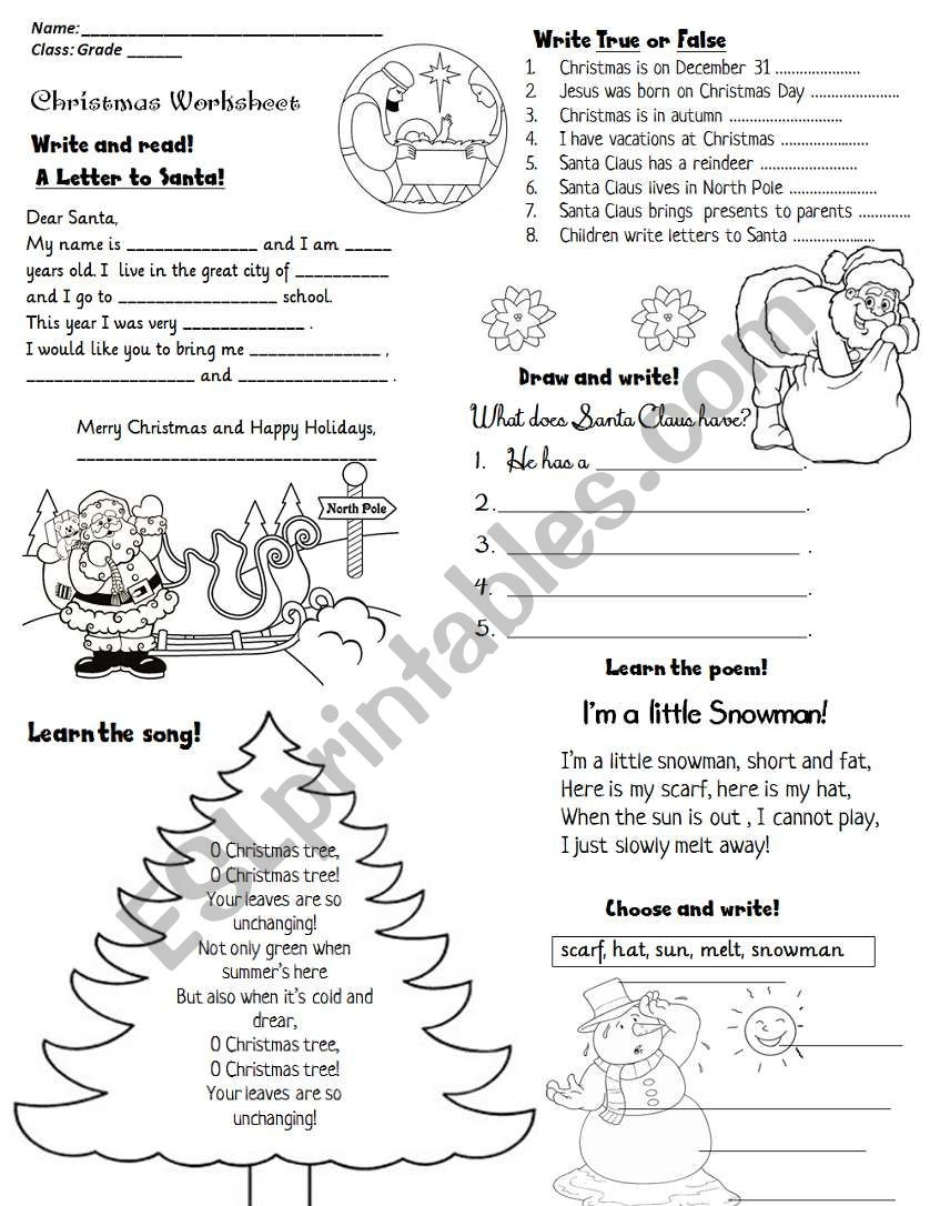 Christmas Activity Worksheet - Esl Worksheetlucia13 within Christmas Activities Worksheet