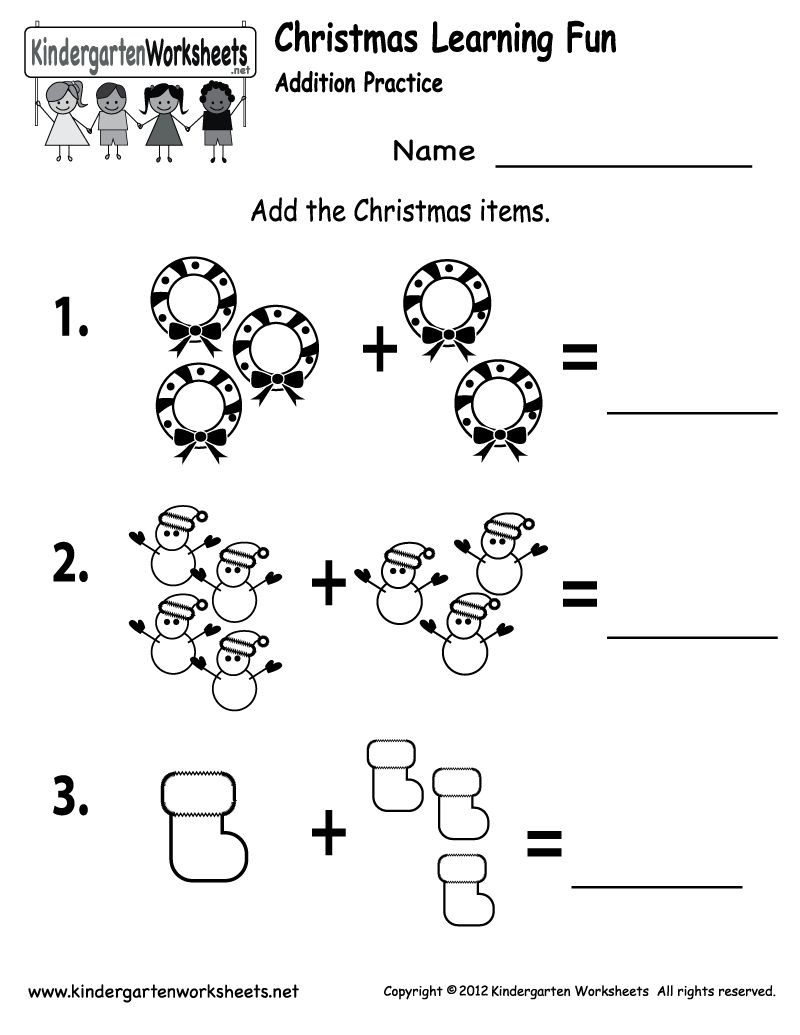 Christmas Addition Worksheet with Christmas Addition Worksheet