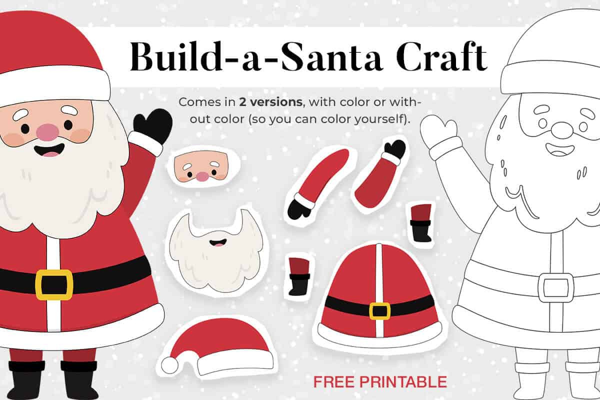 Christmas Build-A-Santa Craft | Mrs. Merry for Christmas Craft Worksheets