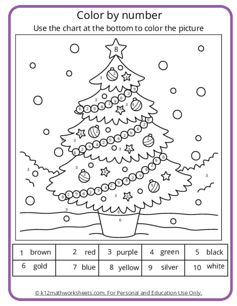 Christmas Colornumber Pages intended for Christmas Coloring Math Worksheets