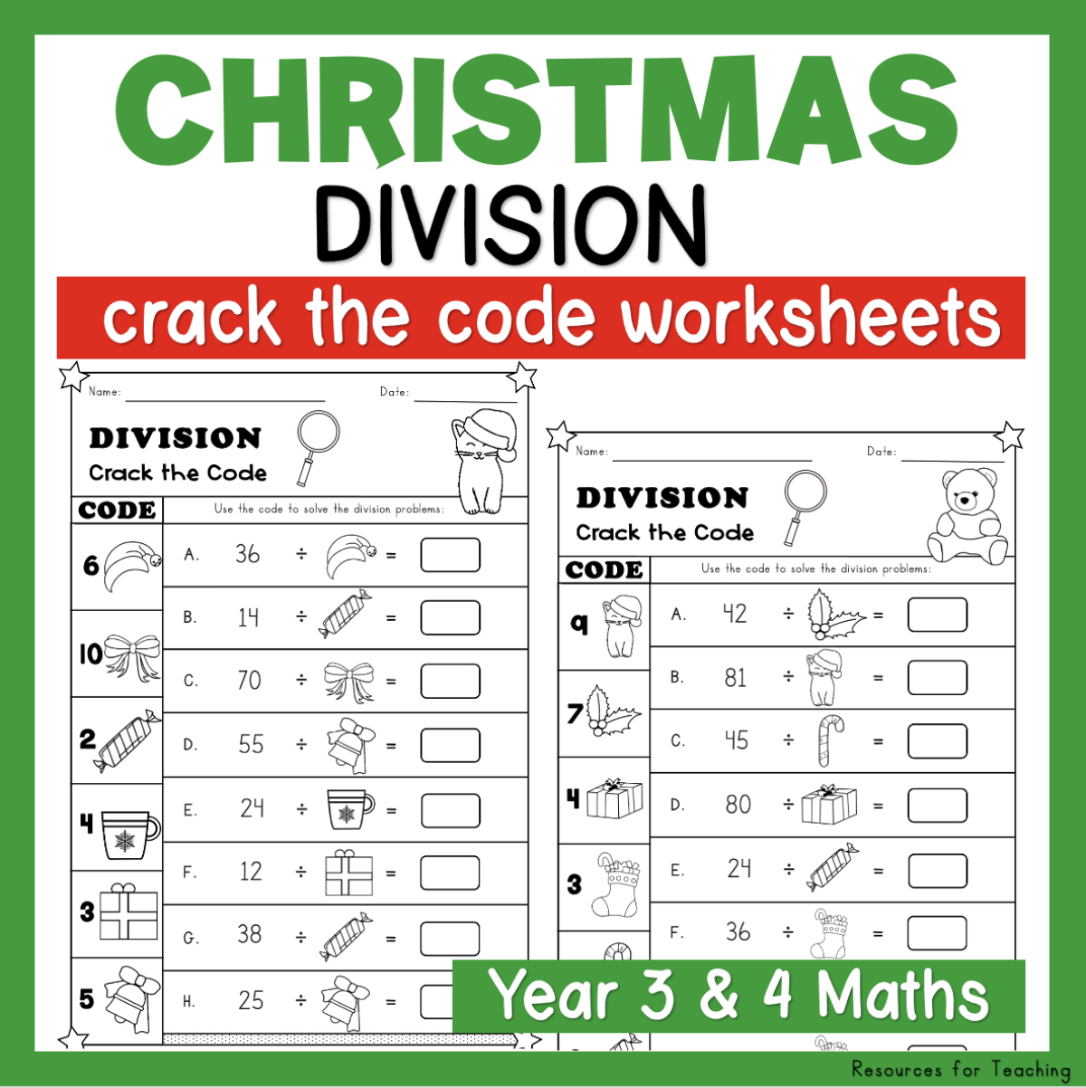 Christmas Crack The Code: Division Worksheets | Resources For with regard to Christmas Division Worksheets