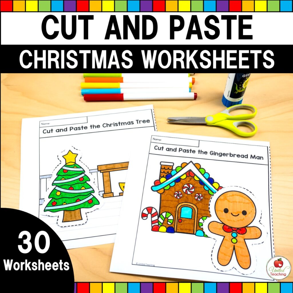 Christmas Cut And Paste Worksheets - United Teaching pertaining to Christmas Worksheets Cut And Paste