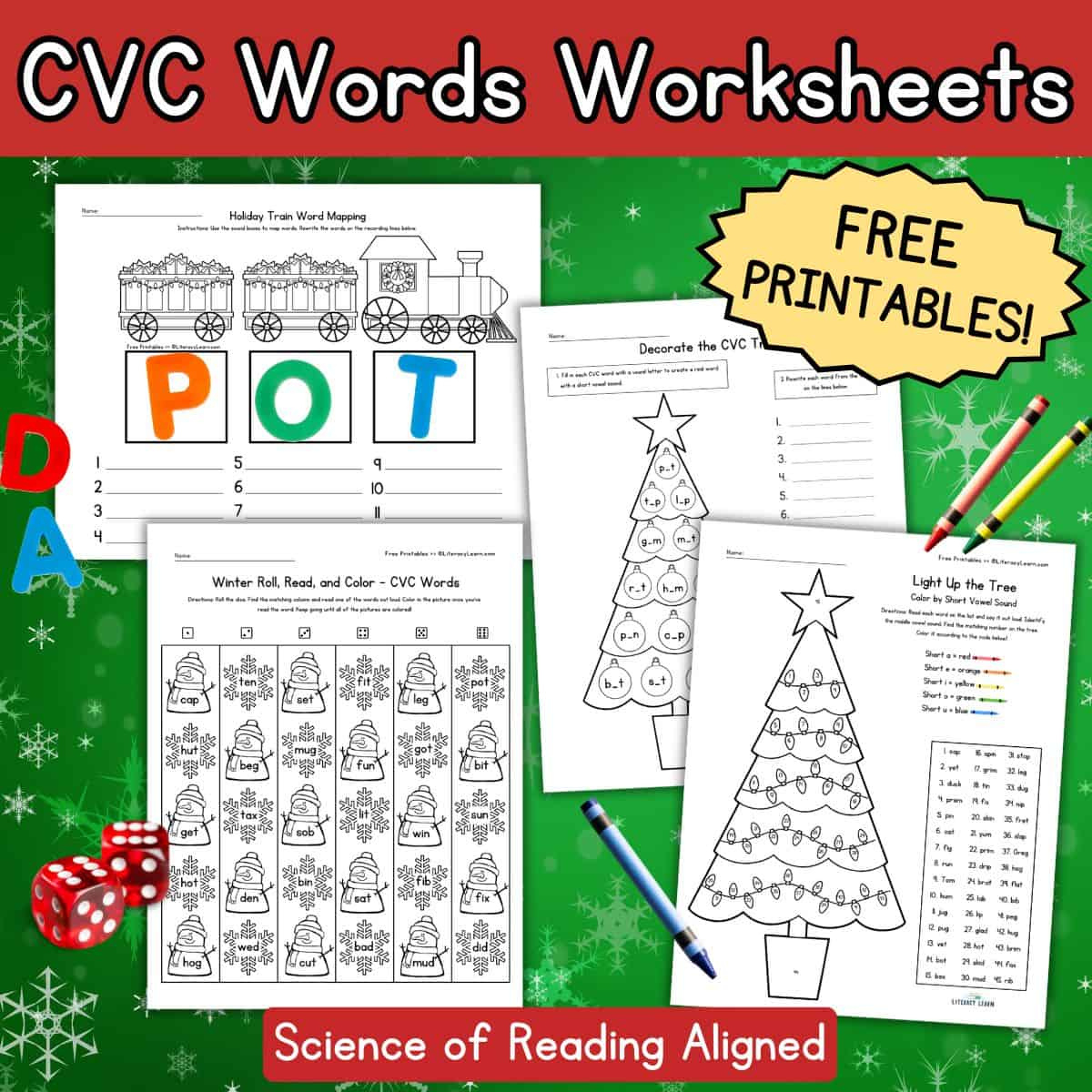 Christmas Cvc Worksheets For Kindergarten - Free Printables inside Christmas Cvc Worksheets