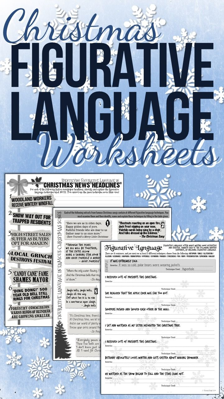 Christmas Figurative Language Worksheets throughout Christmas Figurative Language Worksheets