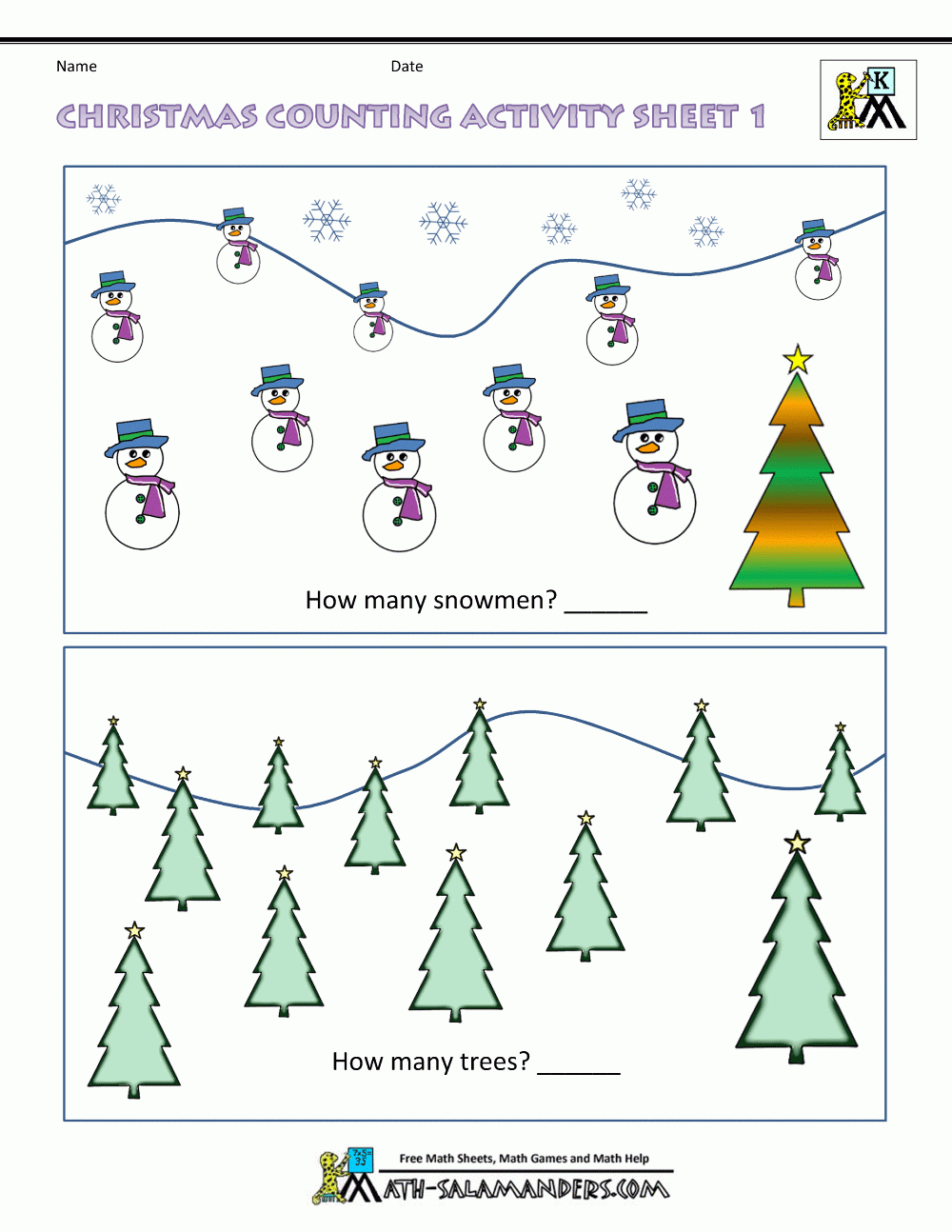 Christmas Math Activities with Christmas Math Preschool Worksheets