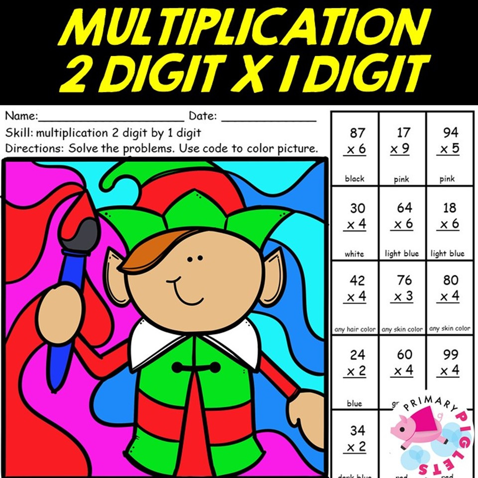 Christmas Math Coloring Pages 2 Digit Multiplication Color with regard to Christmas Math Coloring Worksheets