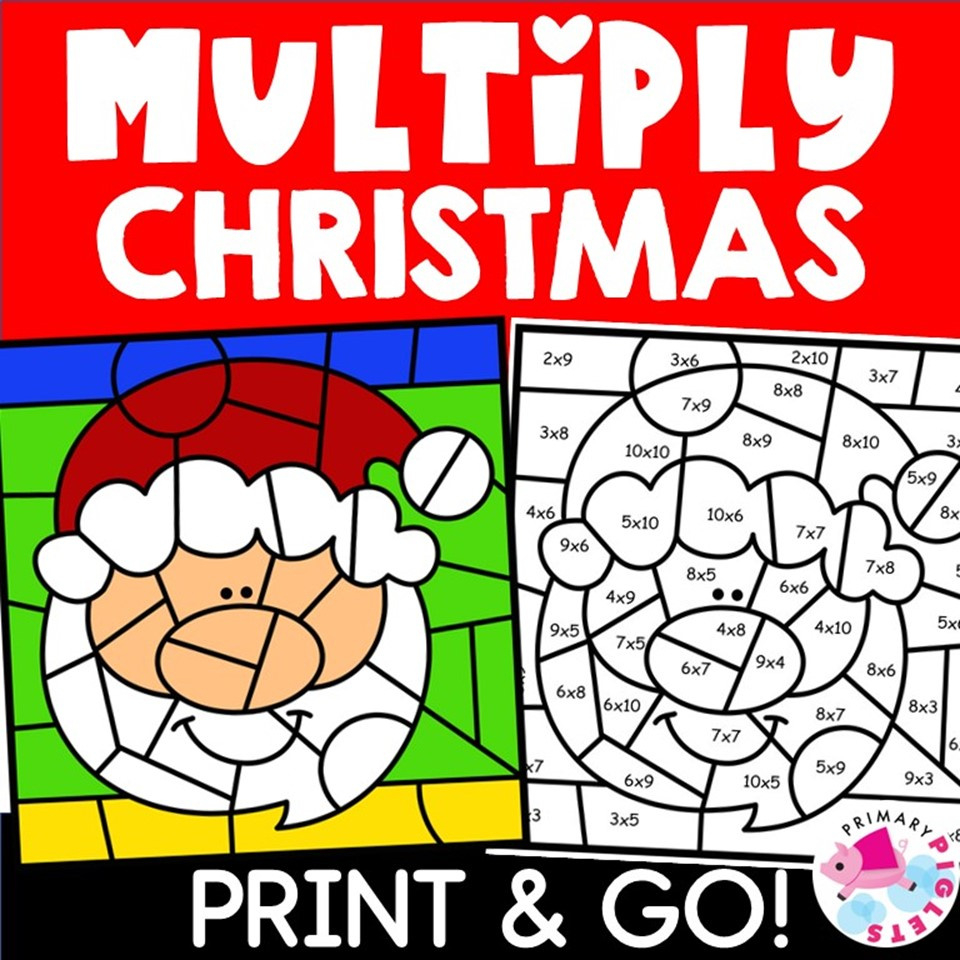 Christmas Math Coloring Pages - Multiplication Colornumber inside Christmas Multiplication Color by Number Printable Worksheets