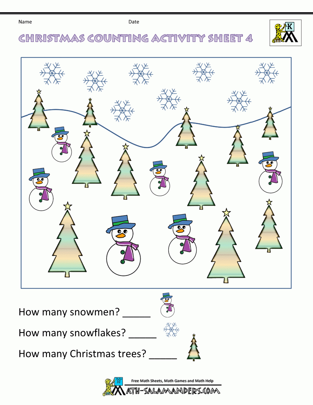 Christmas Math Worksheets For Kindergarten for Math Christmas Worksheets For Kindergarten