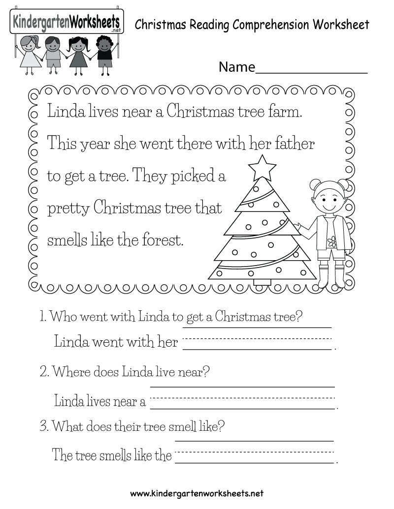 Christmas Reading Worksheet pertaining to Christmas Comprehension Worksheets