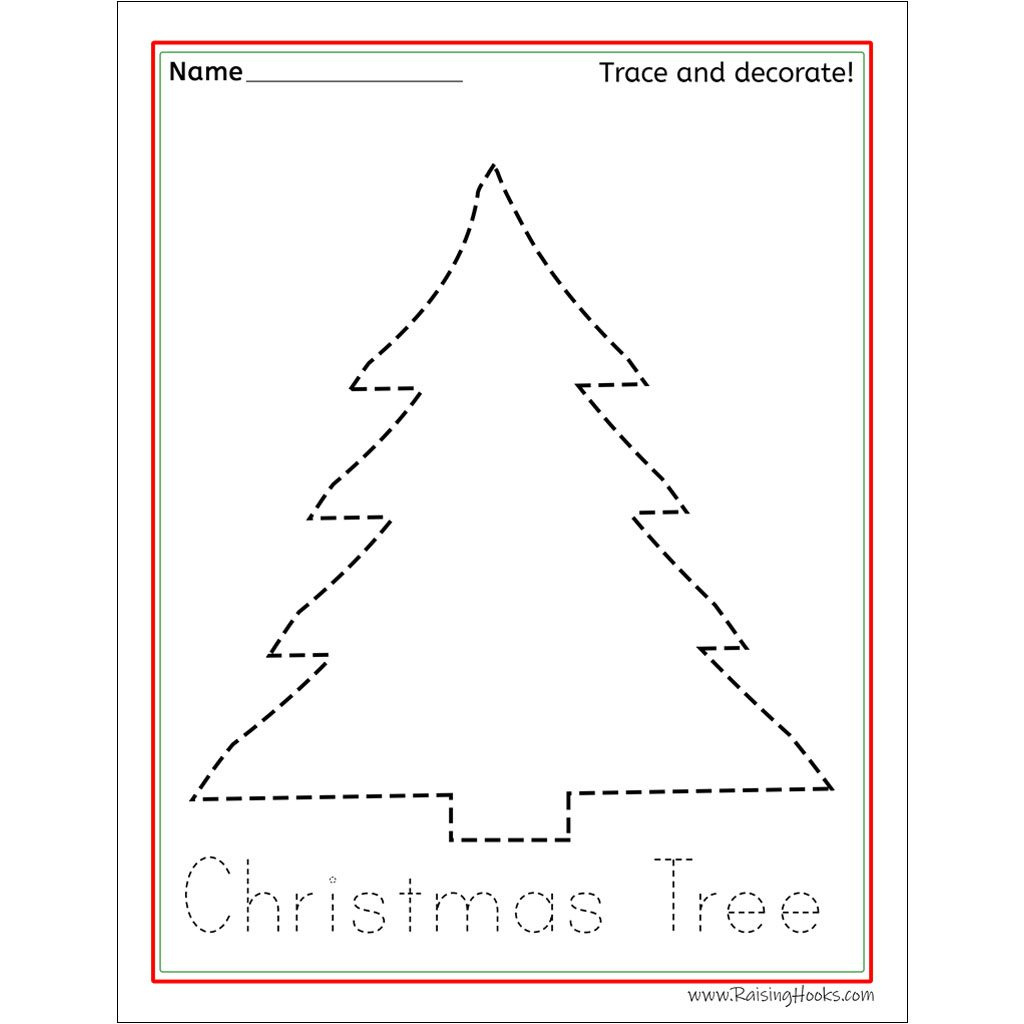 Christmas Tracing Worksheets - Raising Hooks within Christmas Tree Tracing Worksheet